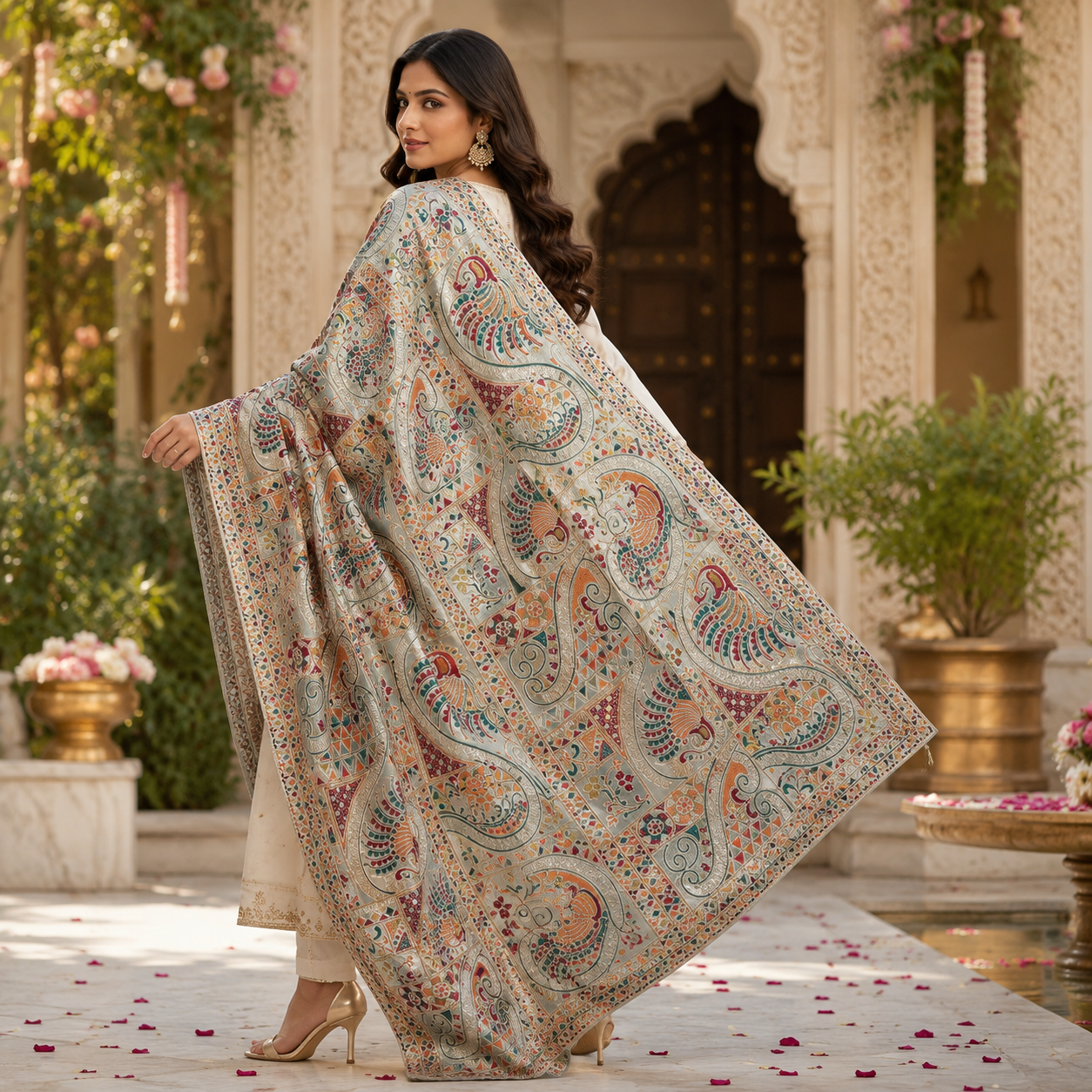 Original Maria B Luxury Embroidered Organza Dupatta – Premium Designer Party Wear | 2.5 Yards
