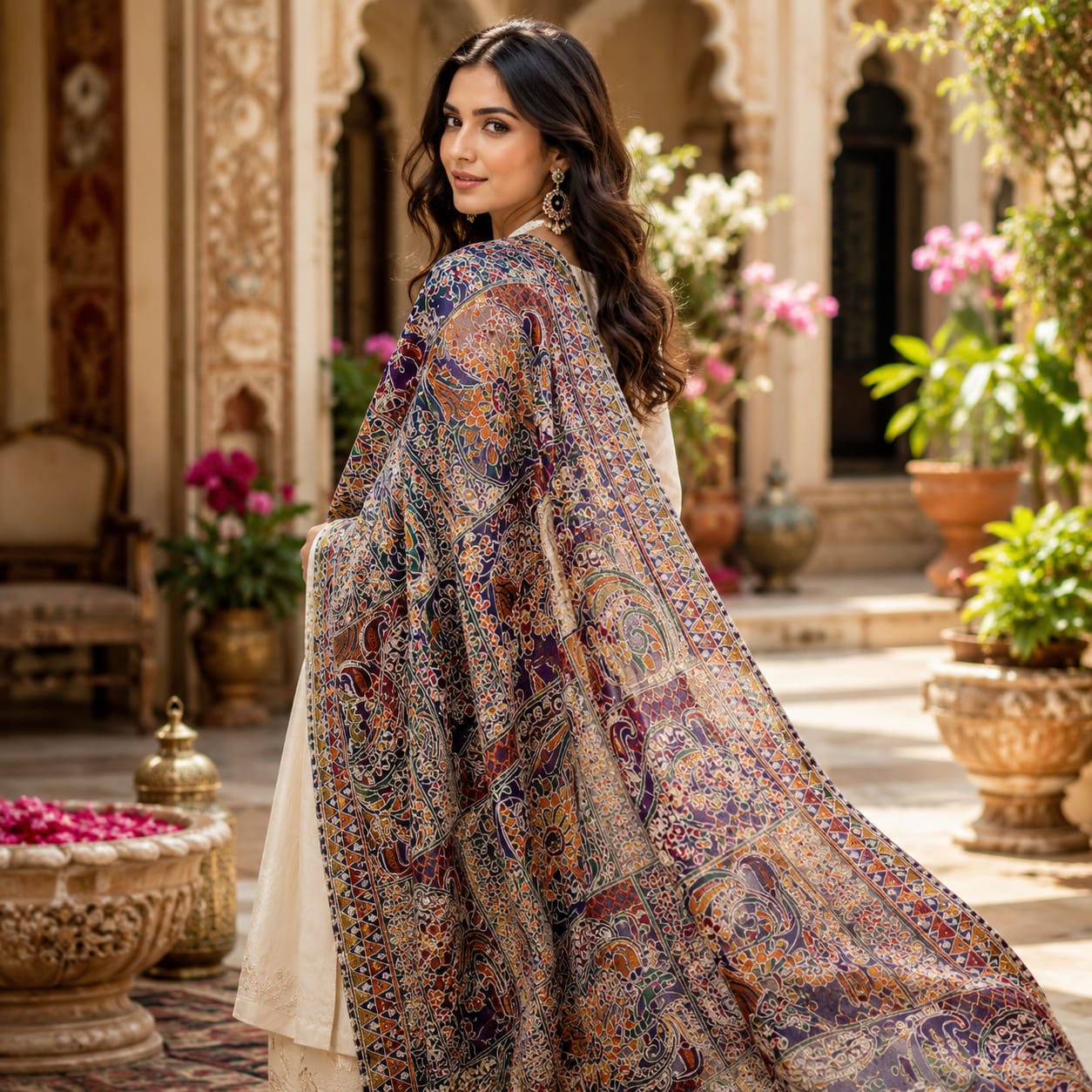 Maria B Luxury Embroidered Organza Dupatta – Premium Designer Finish | 2.5 Yards