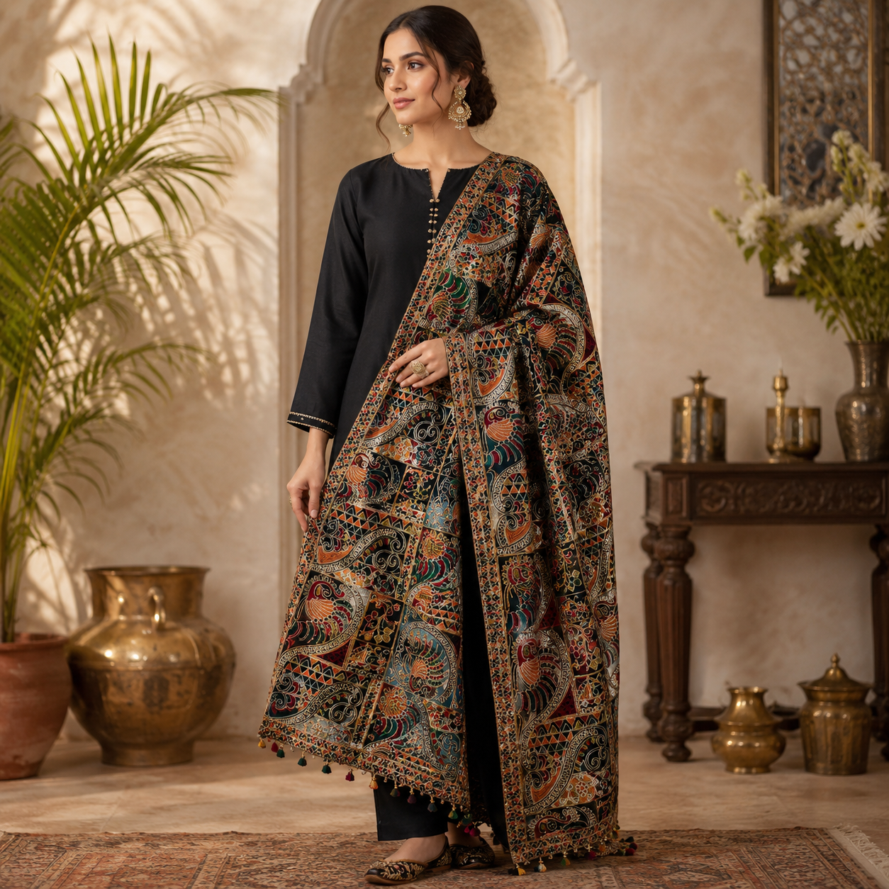 Maria B Inspired Luxury Peacock Embroidered Organza Dupatta – Premium 2.5 Yards | Party & Festive Wear