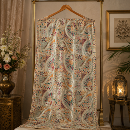 Original Maria B Luxury Embroidered Organza Dupatta – Premium Designer Party Wear | 2.5 Yards