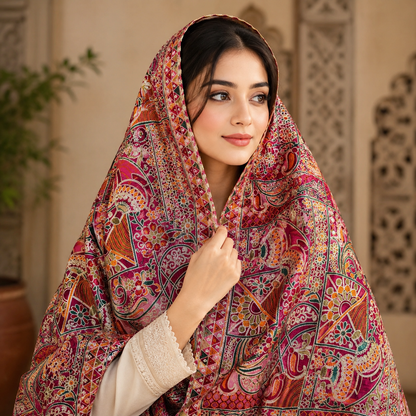 Maria B Inspired Luxury Heavy Embroidered Organza Dupatta – 2.5 Yards | Premium Party & Casual Wear