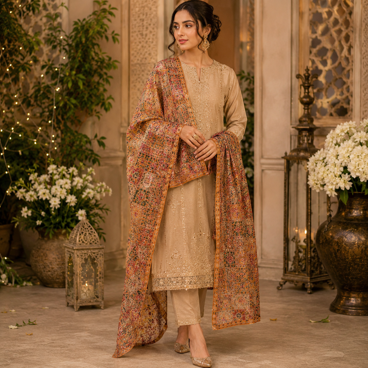 Original Maria B Luxury Embroidered Organza Dupatta – 2.5 Yards | Premium Designer Party & Wedding Wear