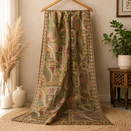 Original Maria B Premium Organza Embroidered Dupatta – Luxury Multicolor Paisley Designer Dupatta for Women