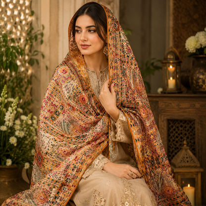 Original Maria B Luxury Embroidered Organza Dupatta – 2.5 Yards | Premium Designer Party & Wedding Wear