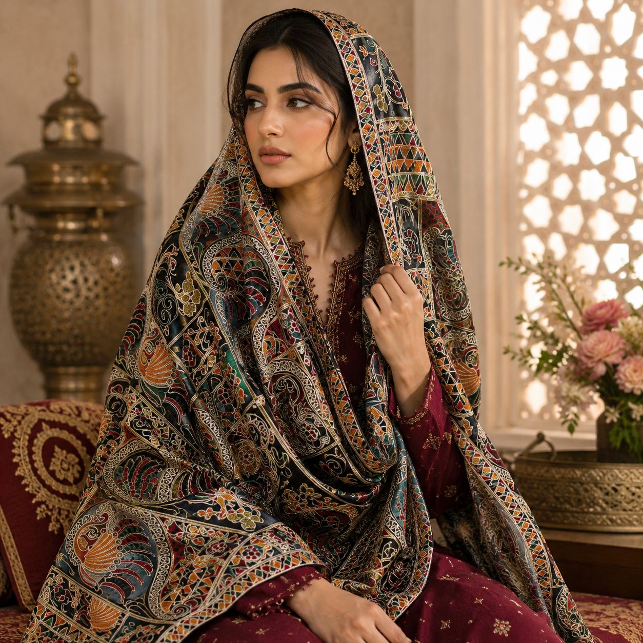 Maria B Signature Embroidered Organza Dupatta – 2.5 Yards Luxury Edition