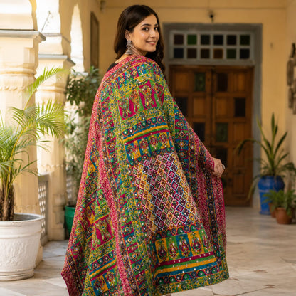 Royal Multicolor Mirror Work Shawl – 2.5 Ghaz | Premium Fine Finish Traditional Wrap