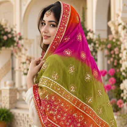 Sunset Glow Mirror Work Dupatta – 2.5 Yards