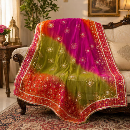 Sunset Glow Mirror Work Dupatta – 2.5 Yards