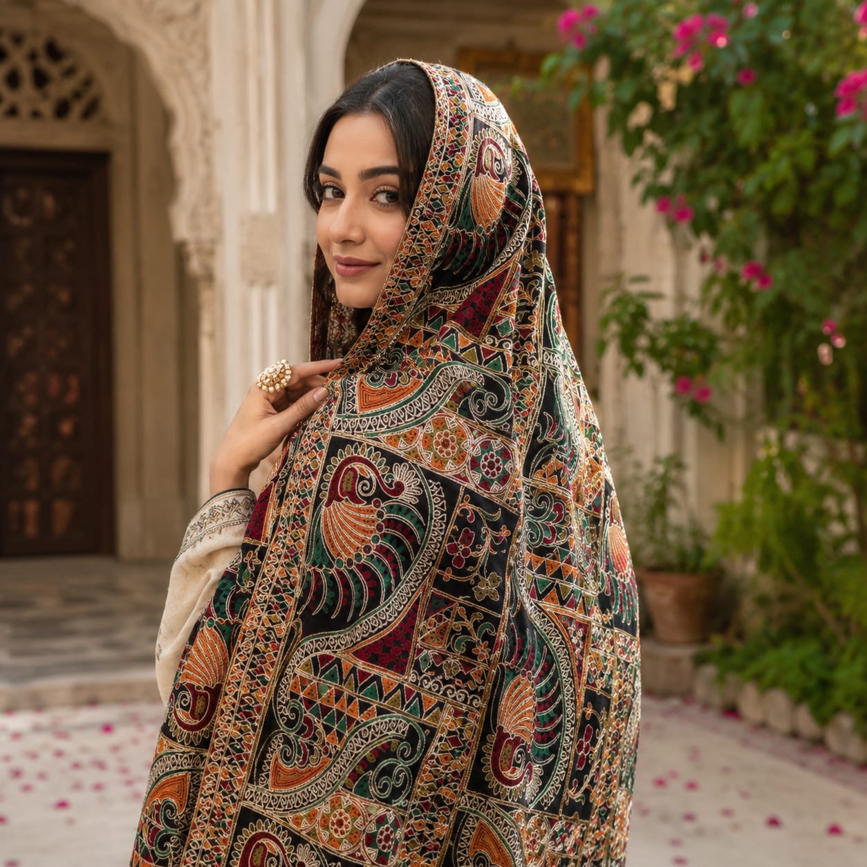Maria B Luxury Embroidered Organza Dupatta – Royal Blue Paisley Edition (2.5 Yards)
