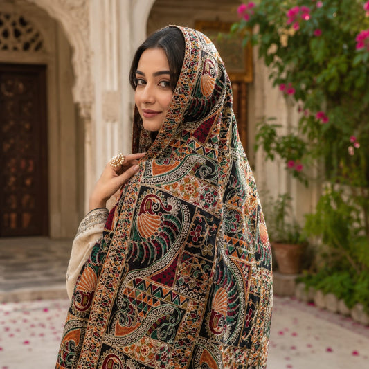 Maria B Luxury Embroidered Organza Dupatta – Royal Blue Paisley Edition (2.5 Yards)