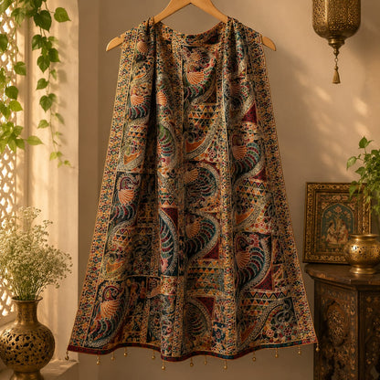 Maria B Luxury Embroidered Organza Dupatta – Royal Blue Paisley Edition (2.5 Yards)