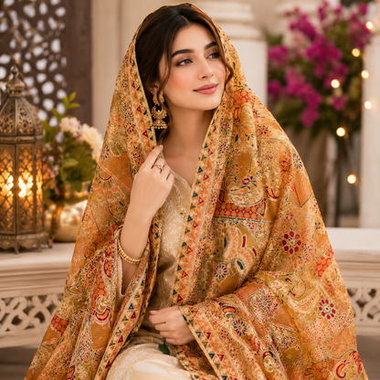 Maria B Inspired Premium Embroidered Organza Dupatta | 2.5 Yards | Elegant Party & Casual Wear for Women