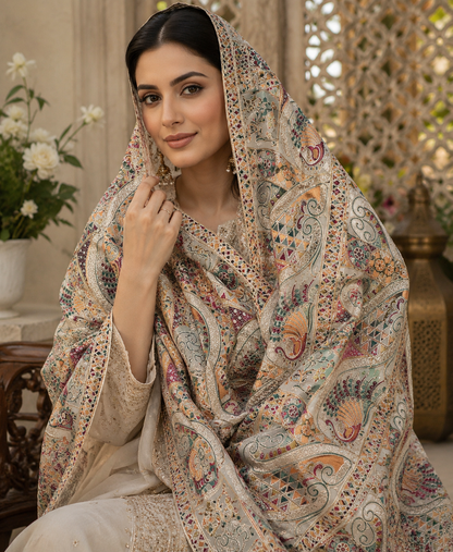 Original Maria B Luxury Embroidered Organza Dupatta – Premium Designer Party Wear | 2.5 Yards