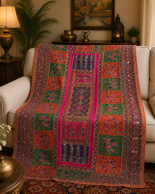 Classic Embroidered Mirror Work Shawl – Fine Quality | 2.5 Ghaz